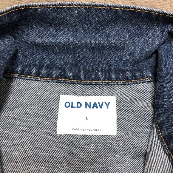 Old Navy 💯 % Cotton Dark Wash Relaxed Classic Button up Denim Jacket Size L - Picture 10 of 15